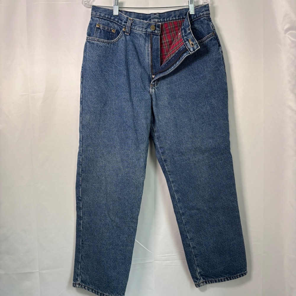 VTG‎ LL Bean Womens Flannel Lined Relaxed Fit Jeans Size 14P Outdoors Chore Barn